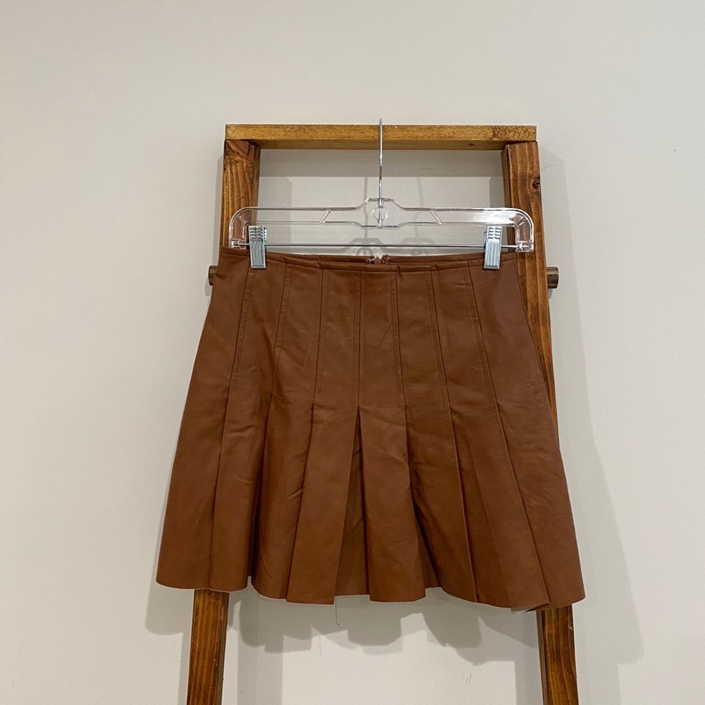 Vegan Leather Pleated Skirt